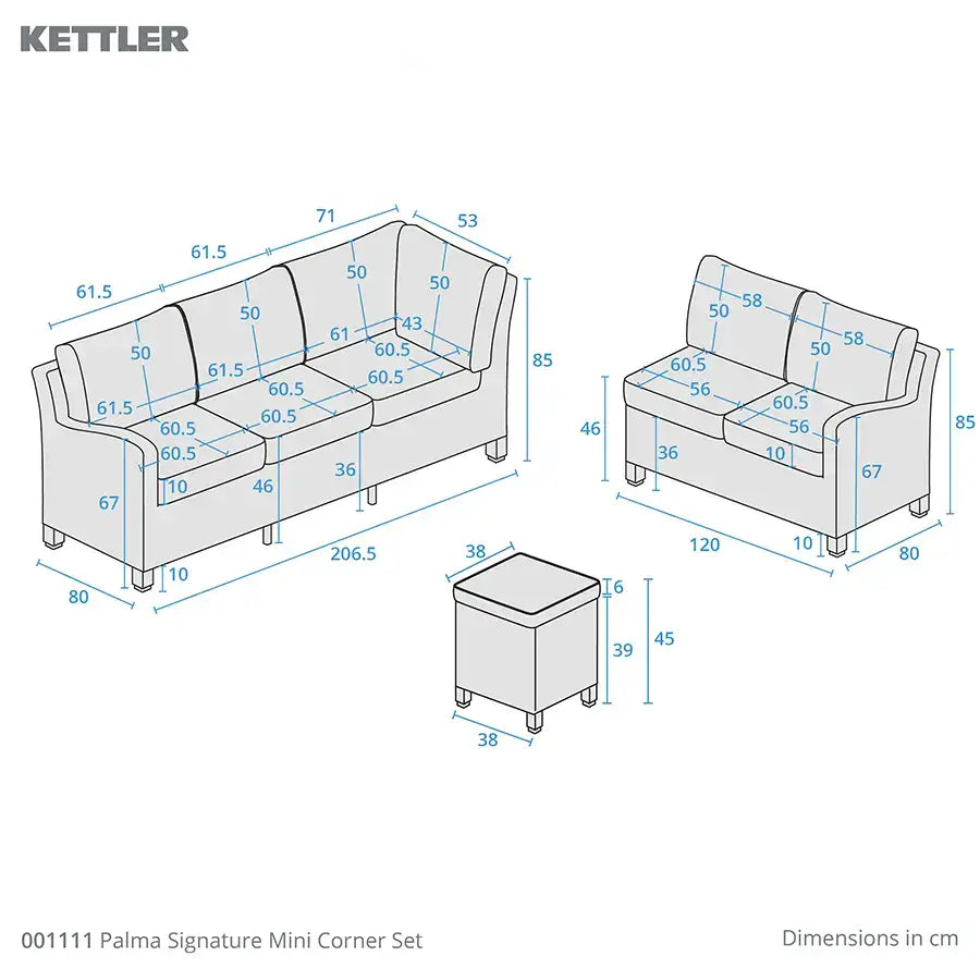Kettler Palma Signature Mini Corner Garden Furniture Set in Whitewash