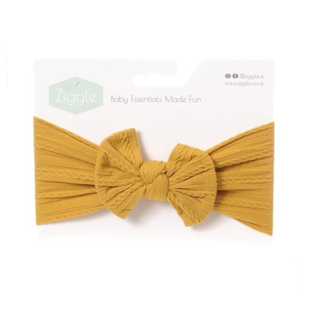 Ziggle Baby Mustard Top Bow Turban Headband