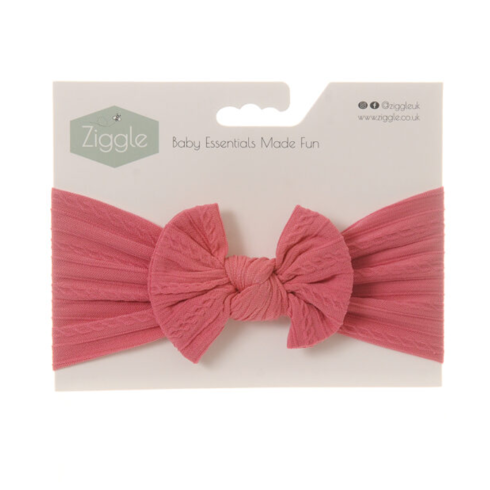 Ziggle Baby Raspberry Top Bow Turban Headband