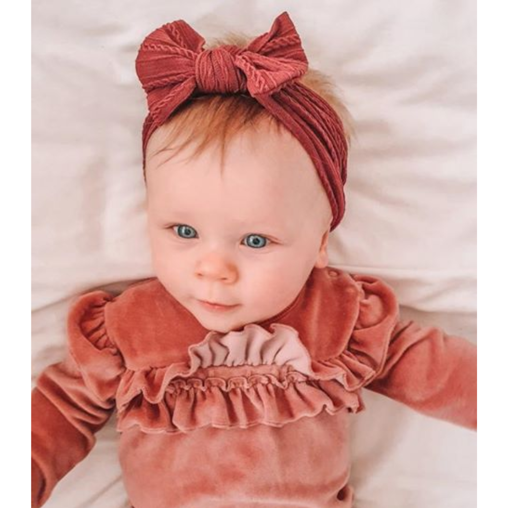 Ziggle Baby Raspberry Top Bow Turban Headband