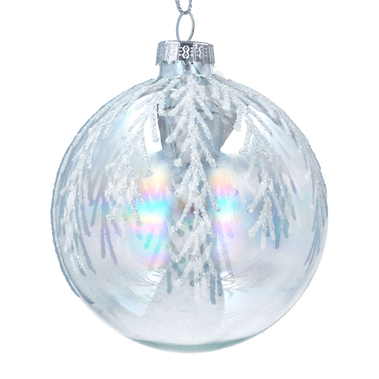 Gisela Graham 8cm Soap Bubble Silver Glitter Twigs Bauble