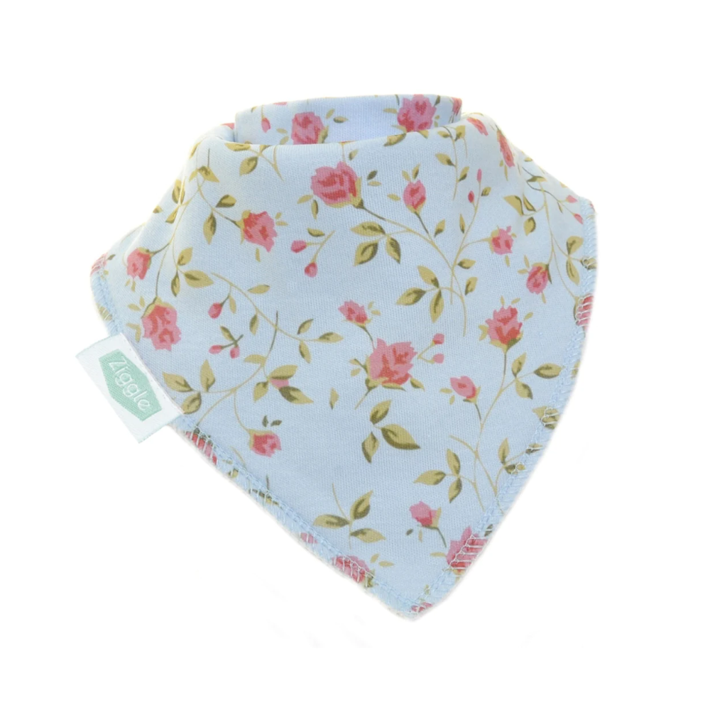 Ziggle Baby Vintage Blue Rose Bib