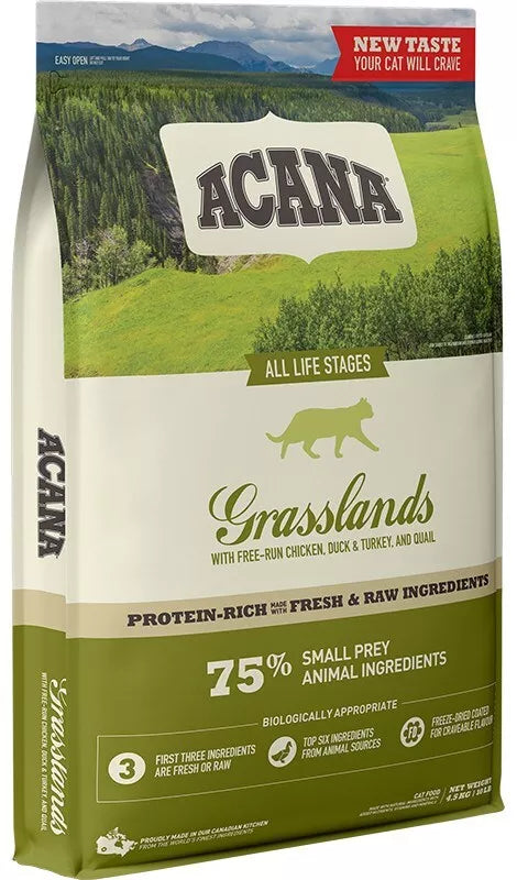 Acana 4.5kg Grassland Dried Adult Cat Food Turkey, Duck & Chicken