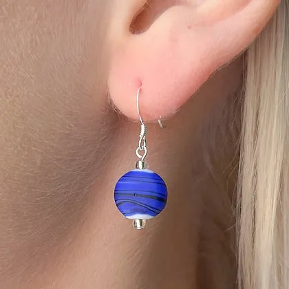 Carrie Elspeth Royal Blue Strata Colourful Beaded Drop Earrings