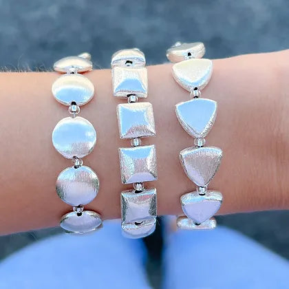 Carrie Elspeth Brushed Silver Squares Beaded Bracelet