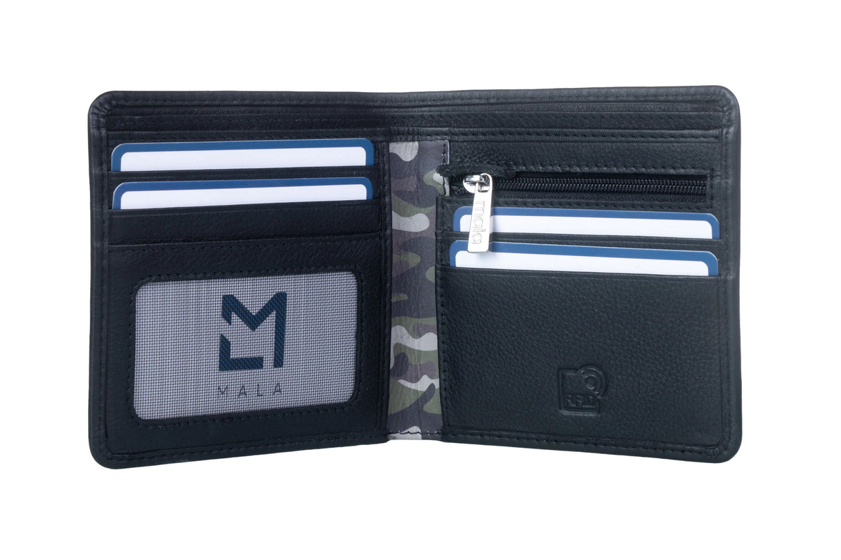 Mala Leather 11cm Black Kalmin Spitfire Wallet With Zipped Coin Section - 1042 8