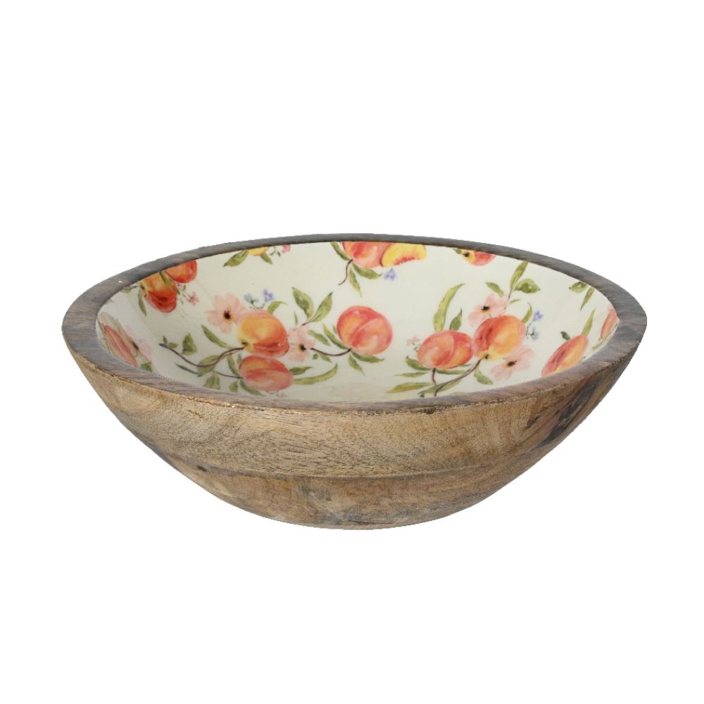 Kaemingk 20cm Peach Design Mangowood with Foodsafe Laquer Decorative Bowl