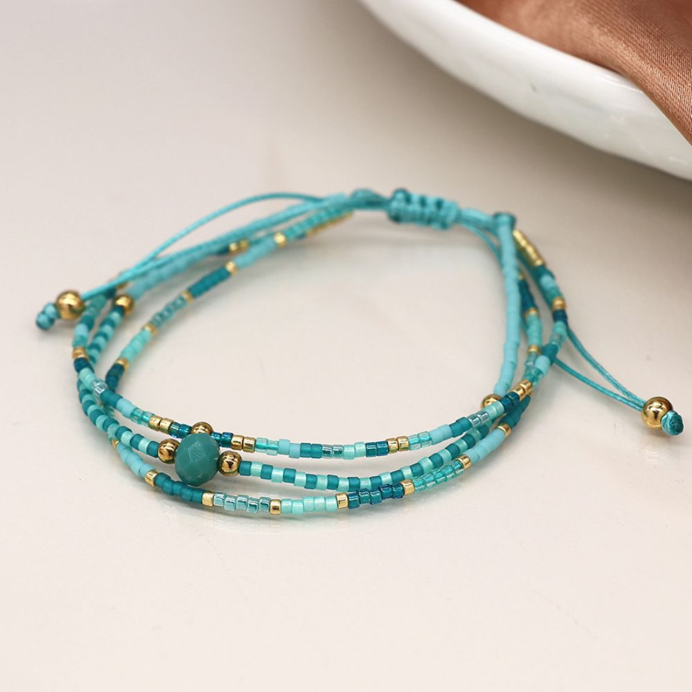 POM Turquoise Adjustable Beaded Bracelet