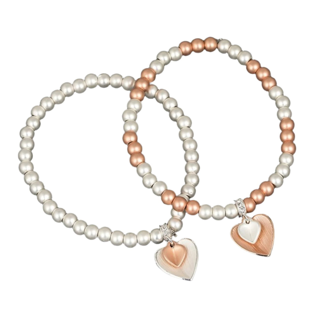 Equilibrium Matt Silver/Pearl Bead Heart Bracelet
