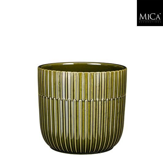 Mica Decorations 11cm x 12cm Green Glaze Sara Round Indoor Pot