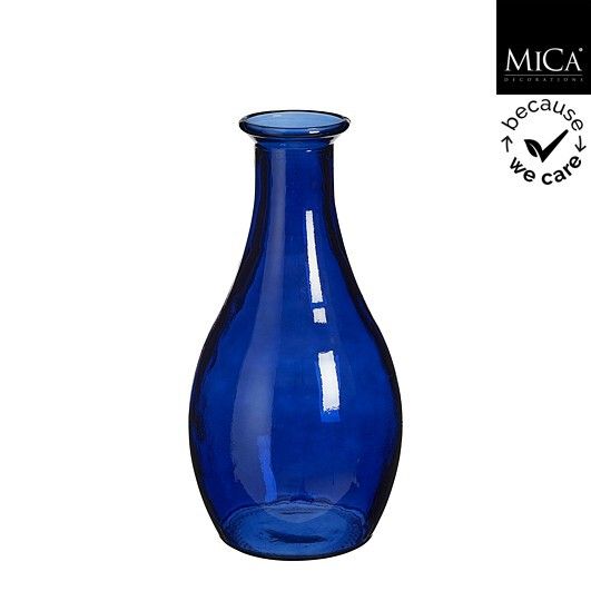 Mica Decorations 40cm Blue Recycled Glass Qin Vase - 1134252
