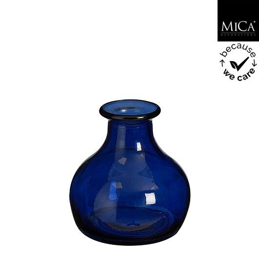 Mica Decorations 21cm Blue Recycled Glass Qin Vase - 1134258