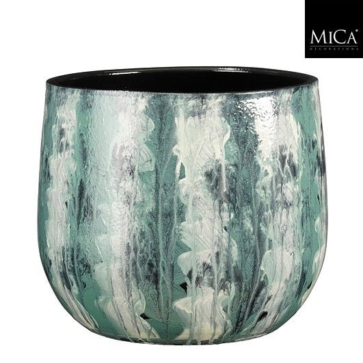 Mica Decorations 16cm Teal Petrol Nigel Round Pot - 1175855
