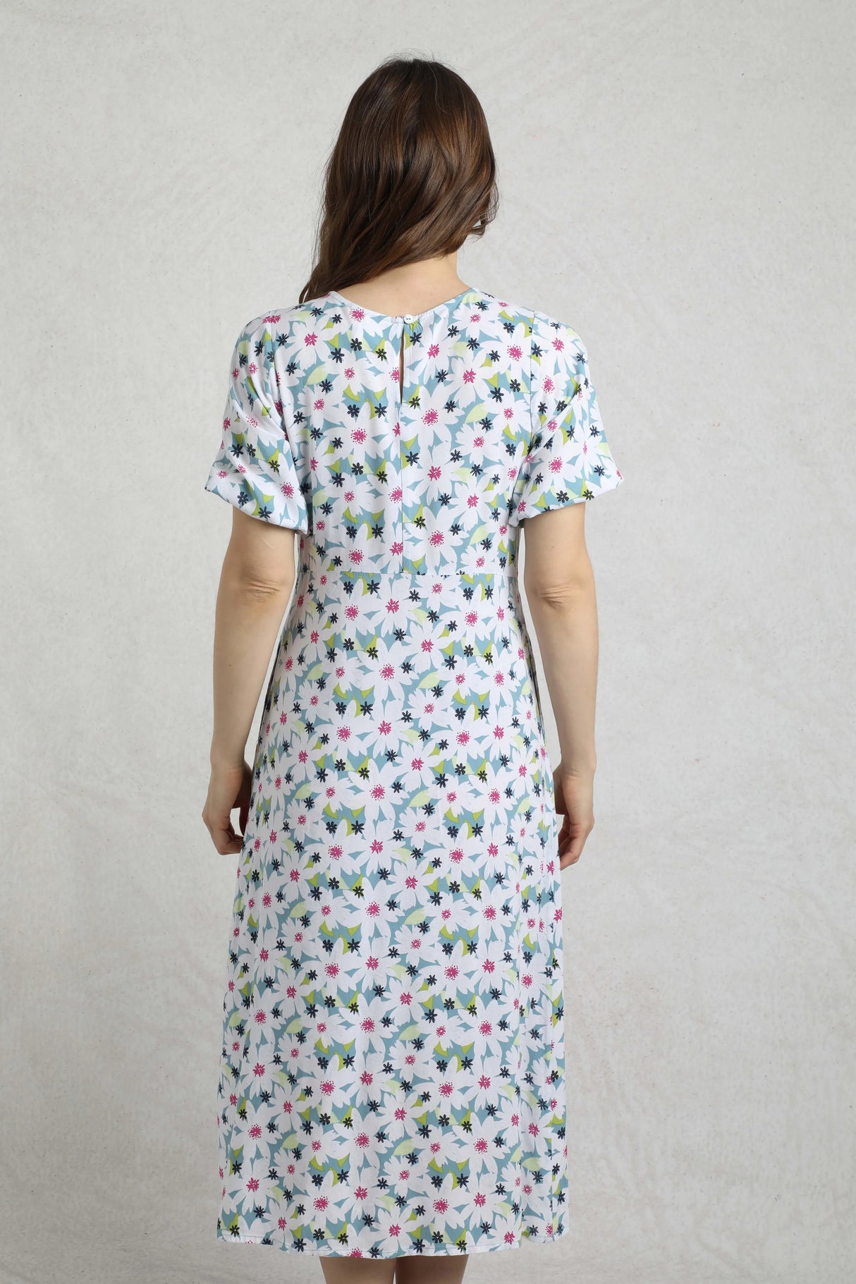 Weird Fish 10 Washed Blue Everly LivaEco Printed Viscose Dress - 203316