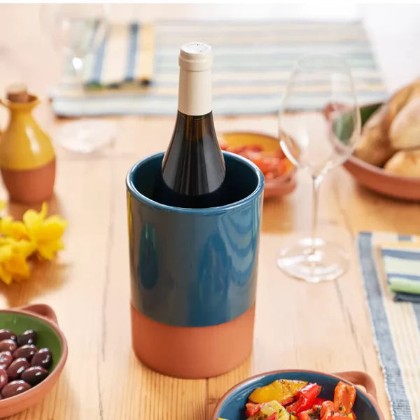 Dexam 18cm Ink Blue Sintra Glazed Terracotta Wine Cooler - 16050224