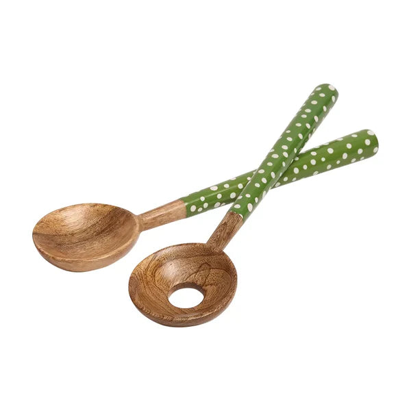 Dexam Green Sintra Mango Wood Spotted Salad Servers - 16050473