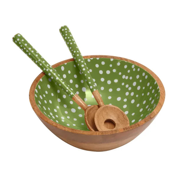 Dexam Green Sintra Mango Wood Spotted Salad Servers - 16050473