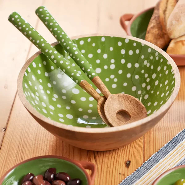 Dexam Green Sintra Mango Wood Spotted Salad Servers - 16050473