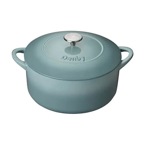Denby 24cm Light Blue Cast Iron Paillion Round Casserole Dish
