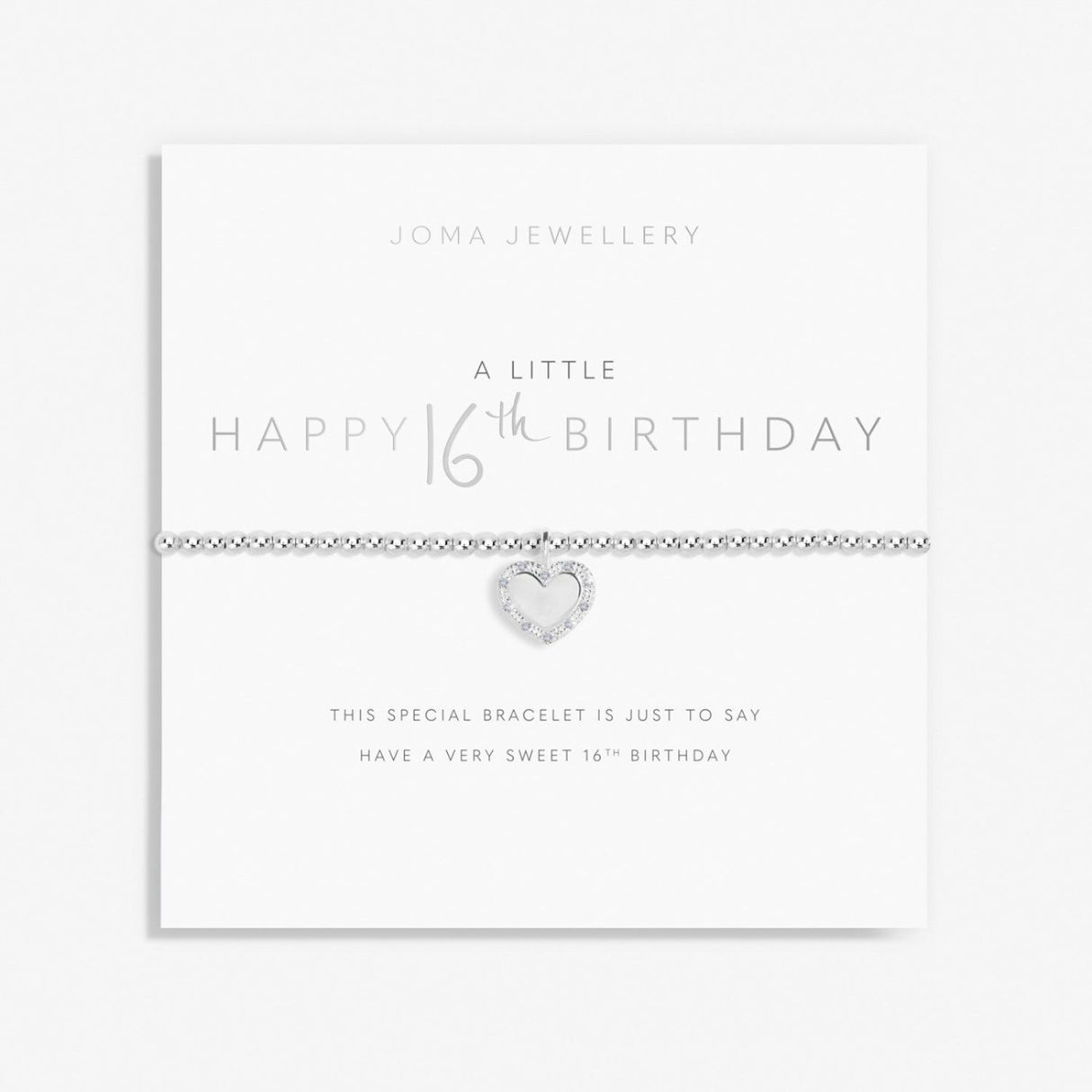 Joma Jewellery Silver A Little 'Happy Sweet 16th Birthday' Bracelet