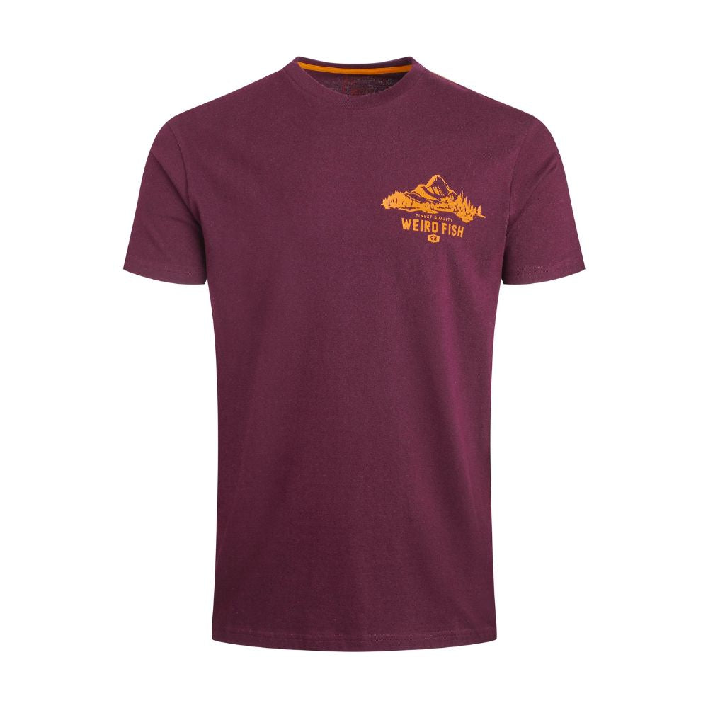 Weird Fish Mountain Valley Back Print Graphic T-Shirt - Aubergine