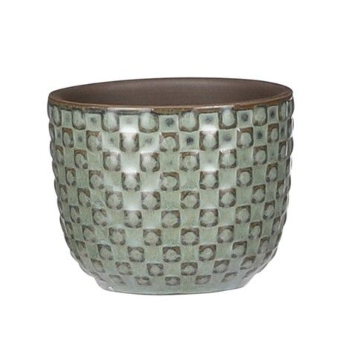 Mica Decorations 7.5cm Green Daan Round Pot