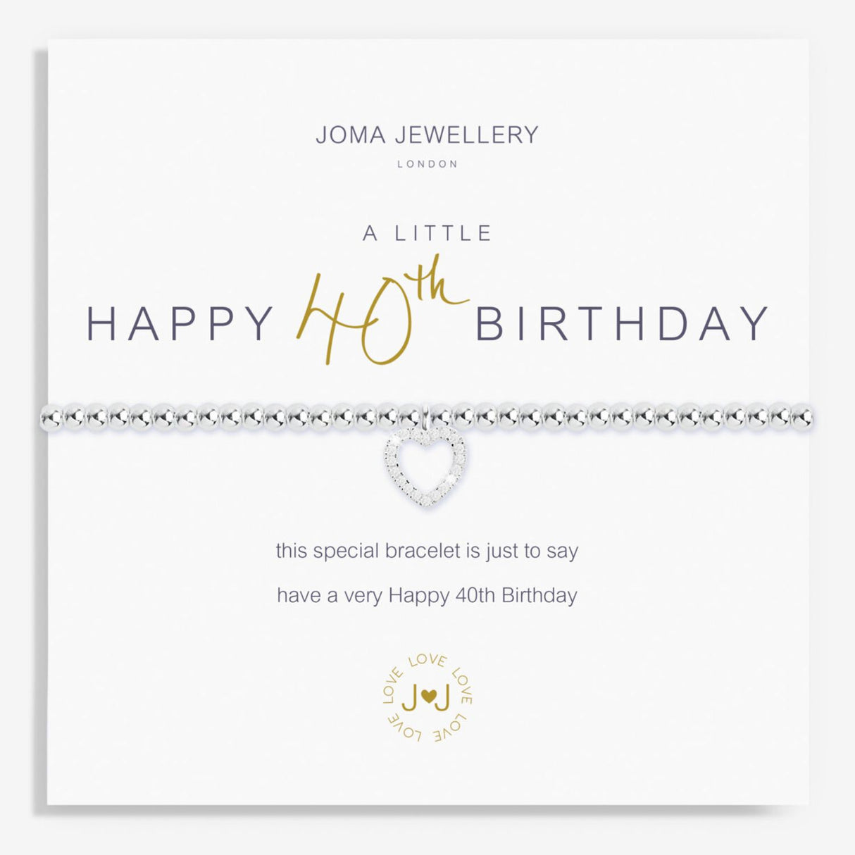 Joma Jewellery Silver A Little 'Happy 40th Birthday' Bracelet