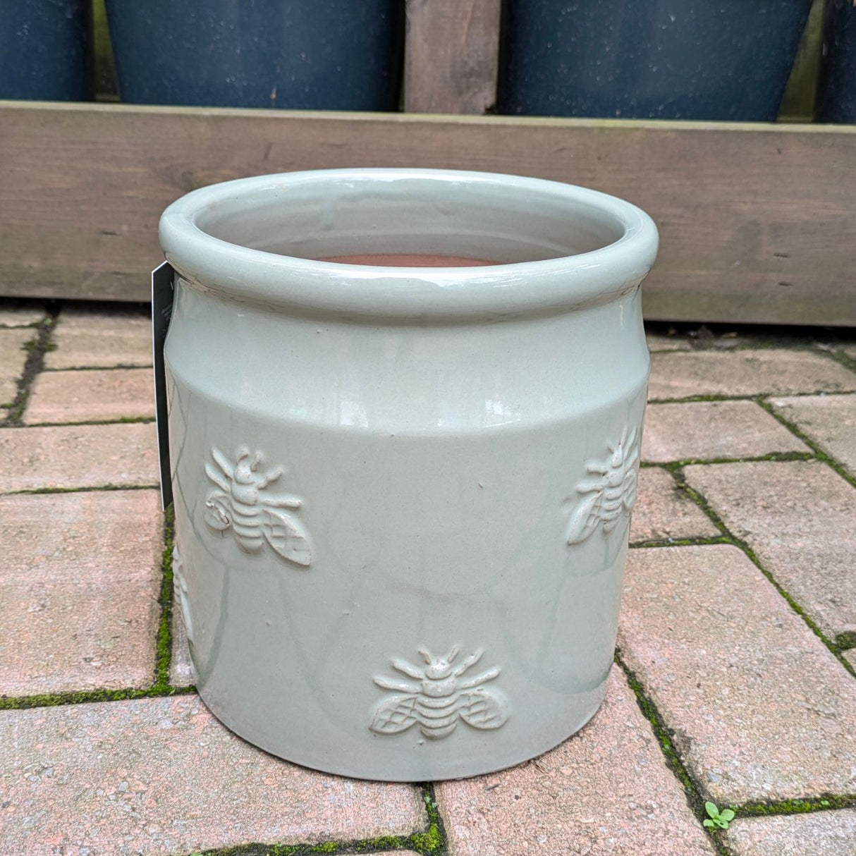 Woodlodge 19cm Green Bee B Glazed Pot - YBEE4GR19