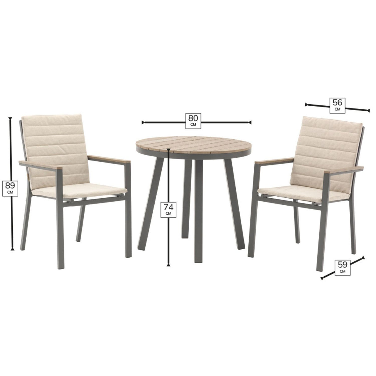 Bramblecrest 80cm Fawn Zurich 2 Seat Bistro Set - X23AZR80RD1
