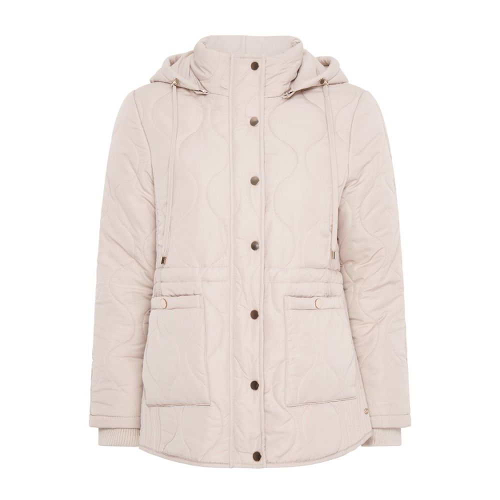 Tigi Onion Stitching Quilted Hooded Jacket - Cream