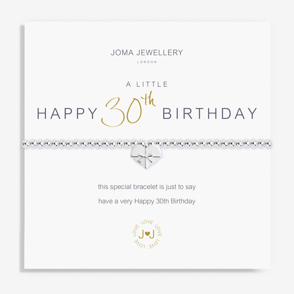 Joma Jewellery Silver A Little 'Happy 30th Birthday' Bracelet