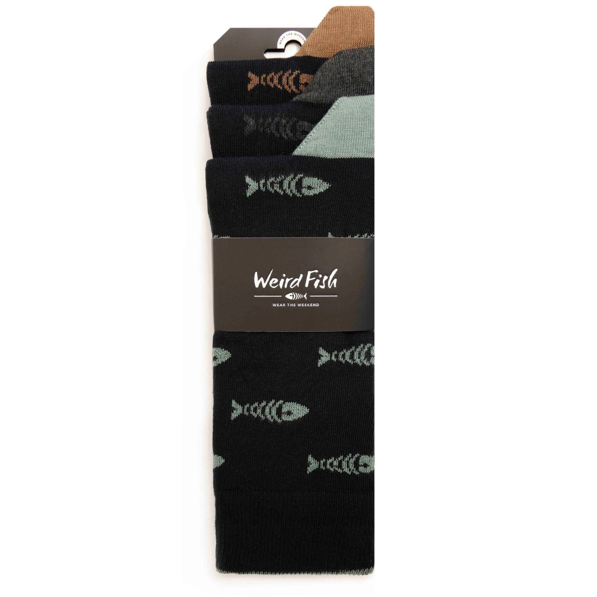 Weird Fish 7-11 Navy Ronan Branded Bones Men's Socks (Pack of 3)