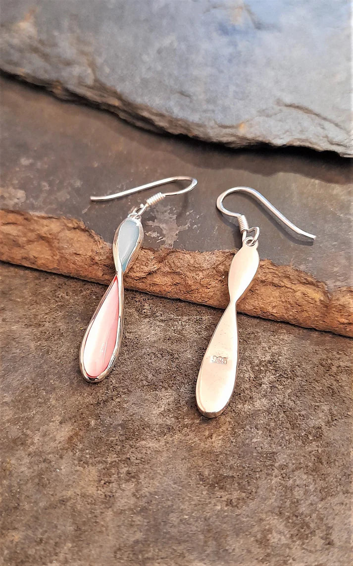 Blue Lily 28mm Pink & Blue Mother of Pearl Drop Earrings - SE442B