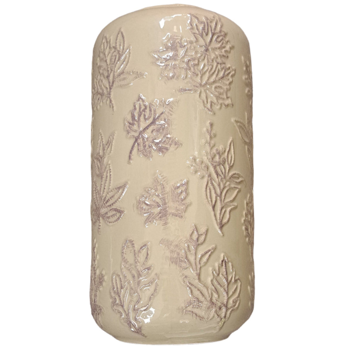 Koopman 24cm Ceramic Vase with Leaf Pattern (24x12)