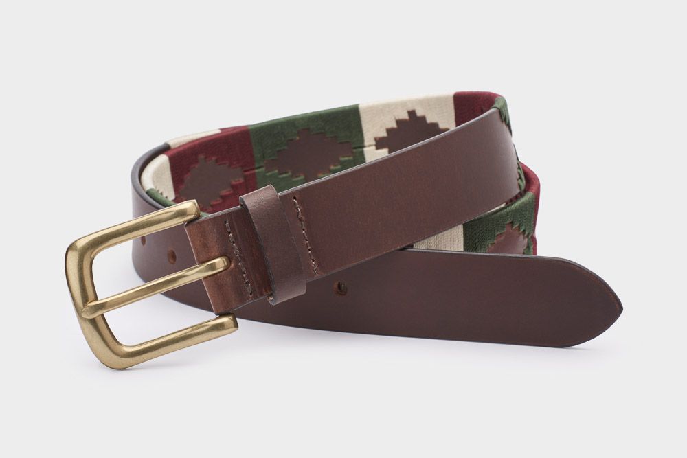 Ibex England 35mm Burgundy/Green Polo Belt - S