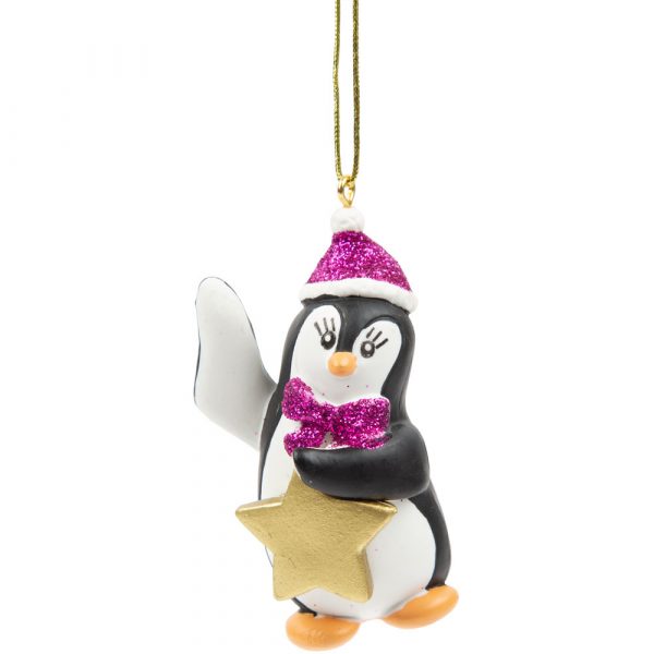 Suki Gifts Penguin Christmas Ornament - Scarlett - Pink