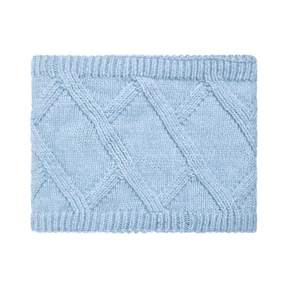Weird Fish Candy Cable Knitted Faux Fur Lined Snood - Lake Blue