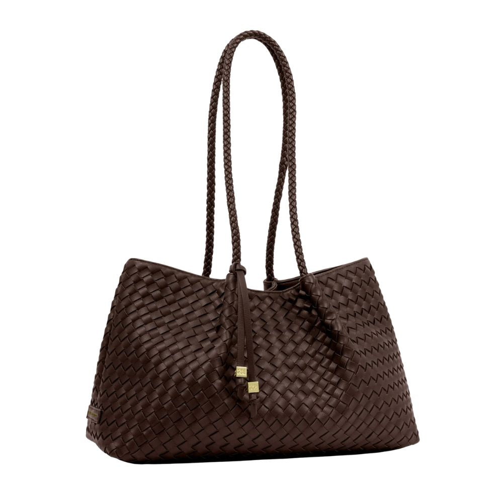 Katie Loxton Small Nova Hand Woven Tote Bag - Chocolate