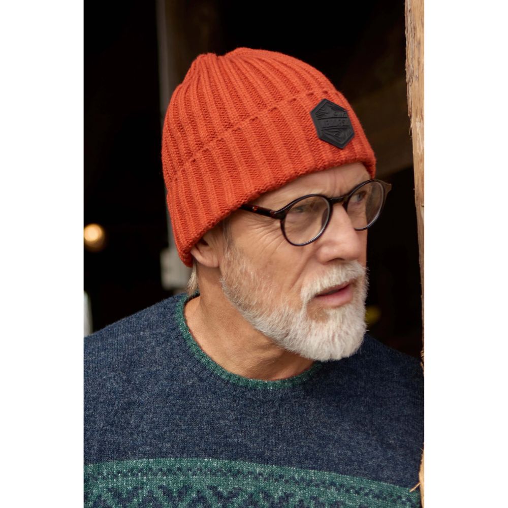 Weird Fish Monreith Beanie Hat - Rust Leaves