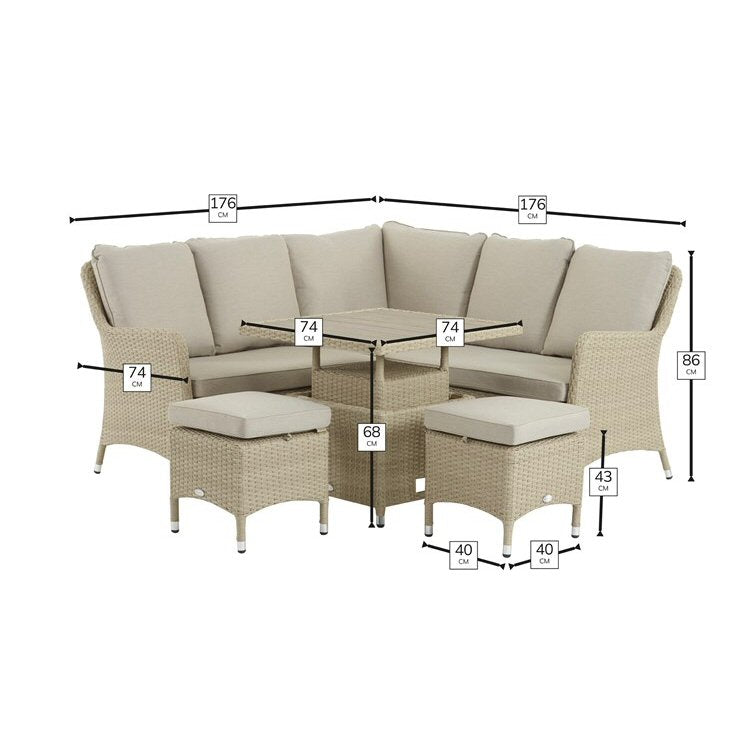 Bramblecrest Tetbury Mini Corner Suite with Adjustable Table Nutmeg