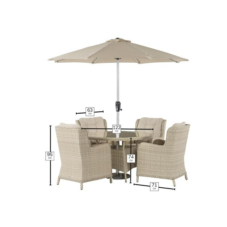 Bramblecrest Chedworth 4 Seater Round Dining Suite Sandstone