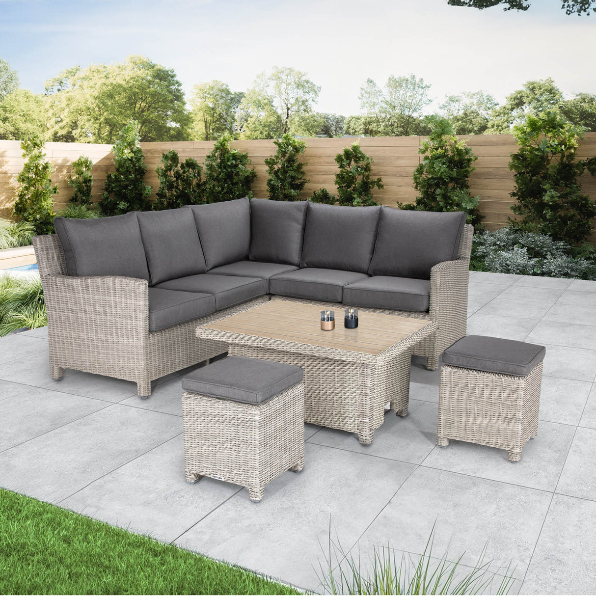 Kettler Palma Signature Mini Corner Garden Furniture Set in Whitewash