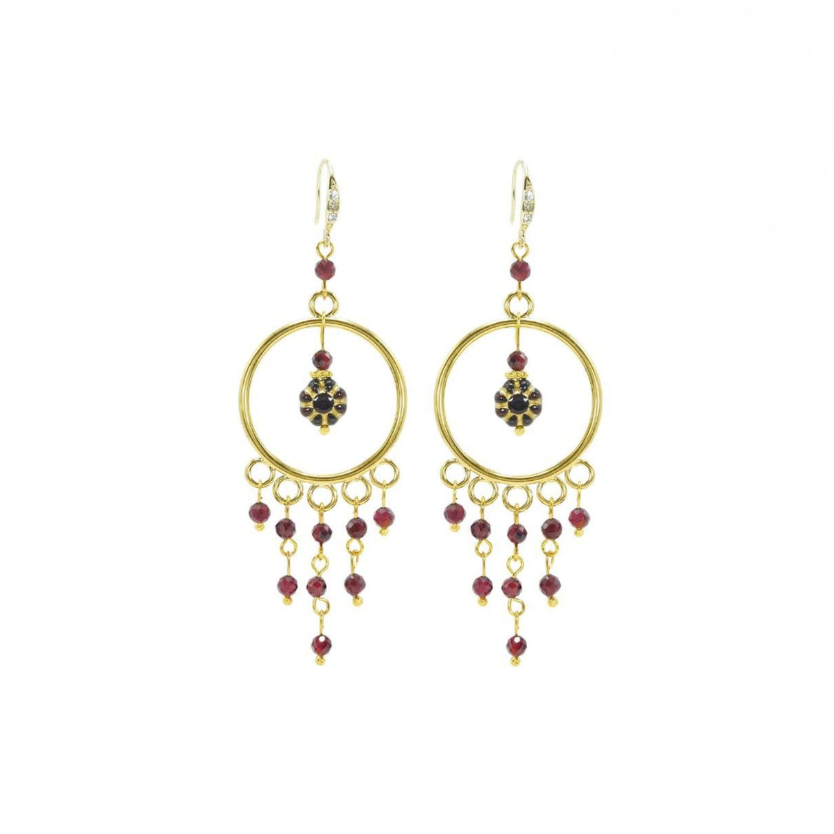 Rosie Fox Red Garnet Large Belle Chandelier Earrings