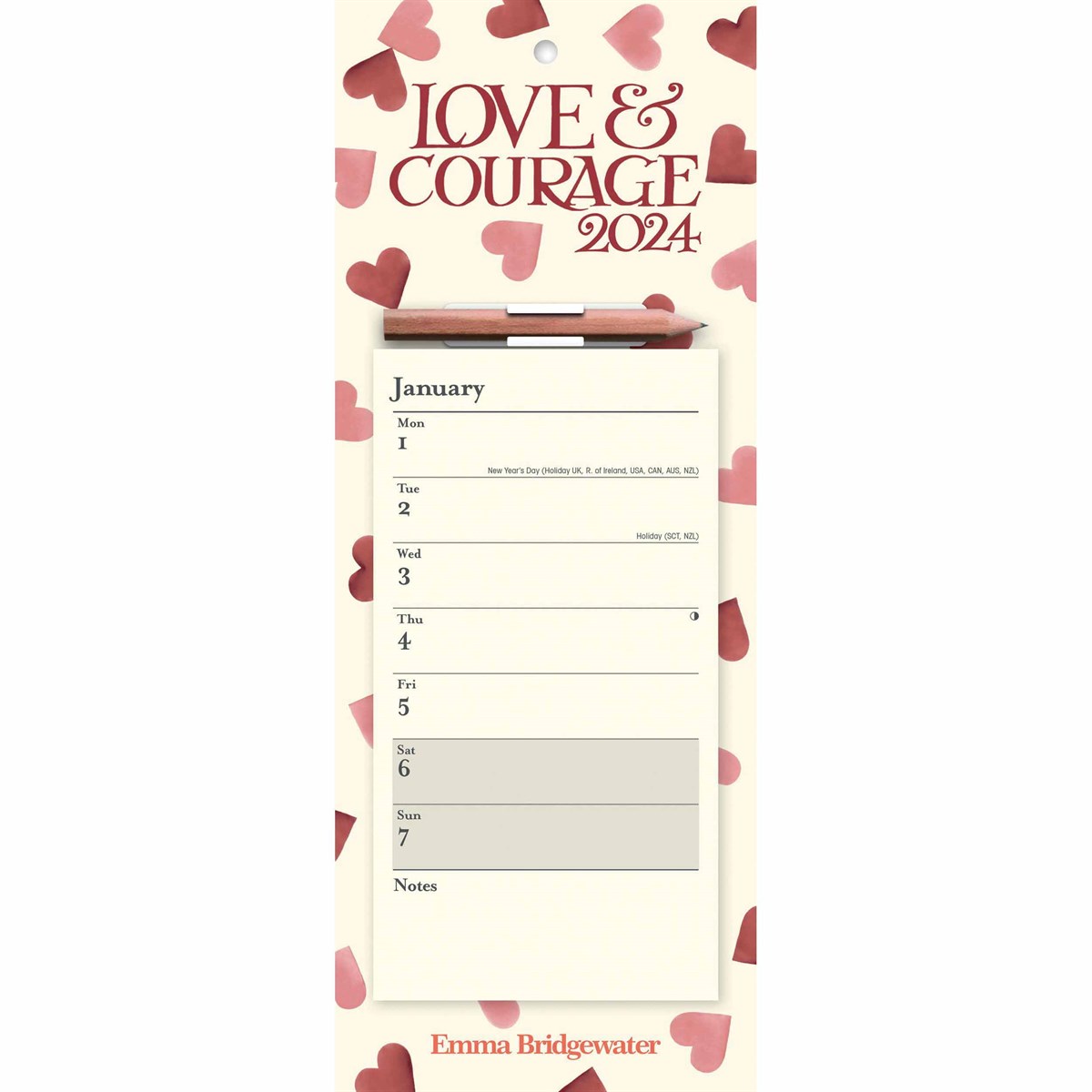 Calendar 2024 Emma Bridgewater Pink Hearts Old Railway Line