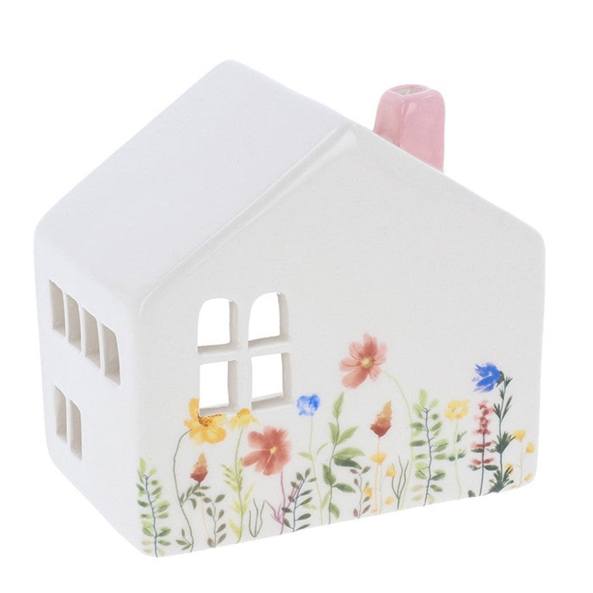Joe Davies 11cm Meadow House Tealight Pink Chimney