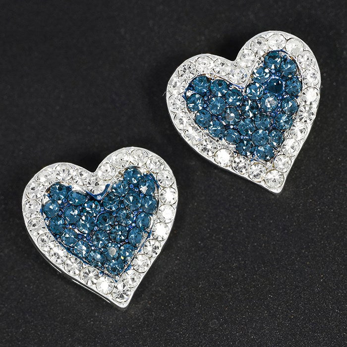 Joe Davies Te Amo Silver Plated Midnight Romance Heart Stud Earrings - 339847