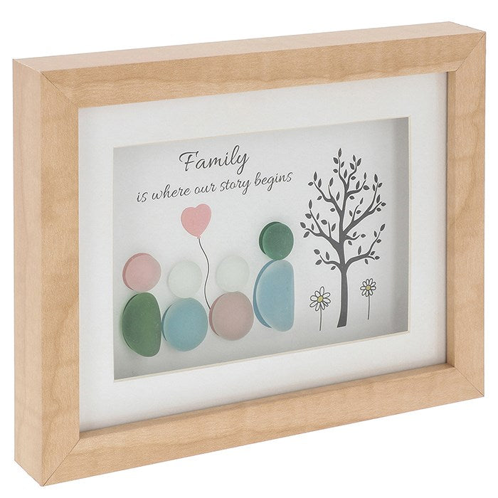 Joe Davies Pebble Glass Landscape Plaque Family - 348112