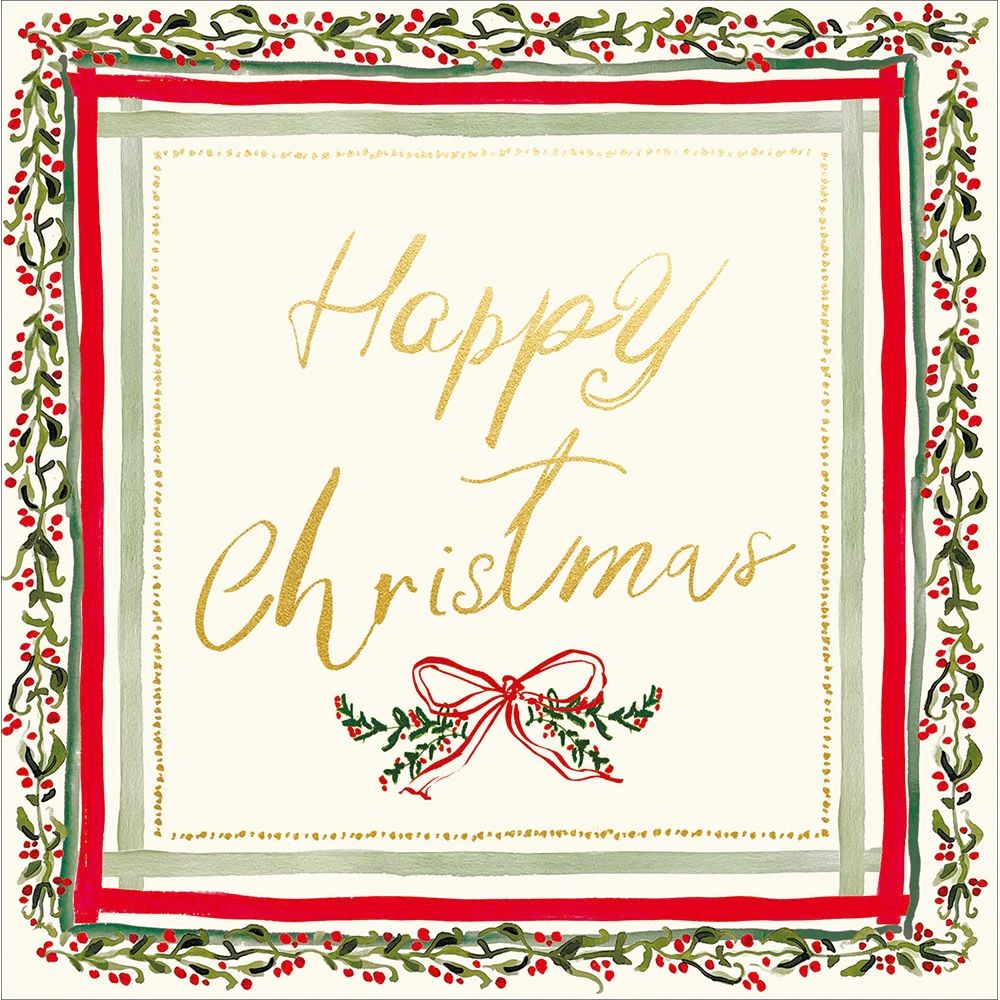 Woodmansterne Christmas Holly Border Luxury Boxed Cards - (Pack of 8)
