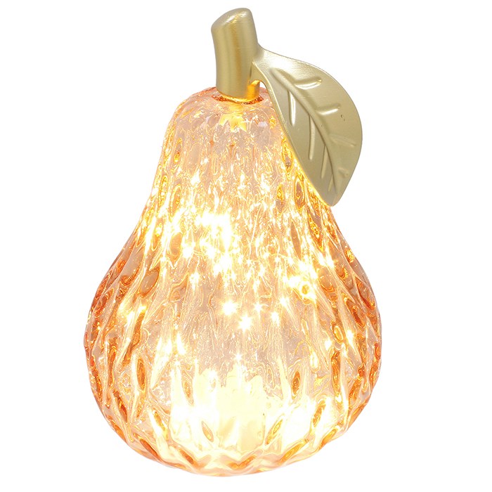 Diamond Cut 17.5cm Large LED Pear Ornament - Amber