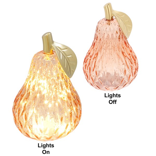 Diamond Cut 17.5cm Large LED Pear Ornament - Amber